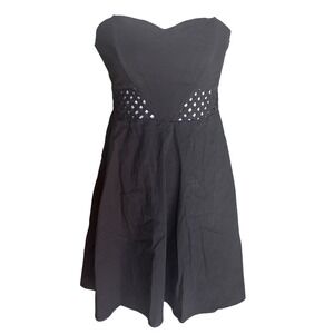 Angie Vintage Y2k Black Strapless Cutout Mini Dress Sweetheart Neckline Size M